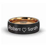 Mens Rose Gold Inlaid Tungsten Carbide Ring Brushed Comfort Fit - 8mm