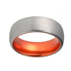 Mens Silver Tungsten Wedding Band Atomic Orange Ring Brushed Finish 4mm - 10mm