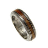 Mens Titanium Scroll Wedding Band Genuine Inlay Hawaiian Koa Wood Ring - 6mm