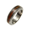 Mens Titanium Scroll Wedding Band Genuine Inlay Hawaiian Koa Wood Ring - 6mm