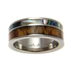 Mens Titanium Wedding Band Genuine Inlay Hawaiian Koa Wood Abalone Ring - 8mm