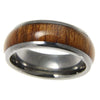 Mens Tungsten Band Genuine Inlay Hawaiian Koa Wood Comfort Fit Dome Style Ring - 8mm