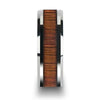 Mens Tungsten Carbide Koa Wood Inlaid Wedding Ring With Beveled Edges 4mm - 12 mm