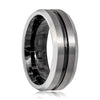 Men’s Tungsten Carbide Ring With Black Grooved Center & Carbon Fiber Inside 8mm