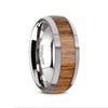 Men’s Tungsten Carbide Wedding Band With Teak Wood Inlay High Polish Edges - 8 mm