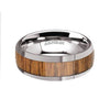 Men’s Tungsten Carbide Wedding Band With Teak Wood Inlay High Polish Edges - 8 mm