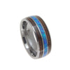 Mens Tungsten Wedding Band Ring Hawaiian Koa Wood Opal Inlay Comfort Fit - 8mm