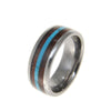 Mens Tungsten Wedding Band Turquoise Hawaiian Koa Wood Comfort Fit Ring - 8mm