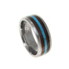 Mens Tungsten Wedding Band Turquoise Hawaiian Koa Wood Comfort Fit Ring - 8mm