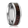 Men’s Tungsten Wedding Band W/ Dark Deer Antler Beveled Polished Finish 8mm