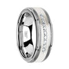 Men’s Tungsten Wedding Band with Brushed Silver Inlay and 9 White Diamonds - 8mm