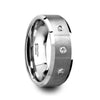 NERO Satin Finish Tungsten Wedding Band With 3 White Diamond Setting - 8mm