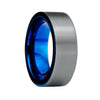 Nolan Men’s Pipe Cut Tungsten Carbide Wedding Band With Blue Inside - 8 mm