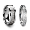 Oakley Tungsten Carbide Wedding Band Set With White Carbon Fiber - 4mm - 12mm