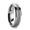 Oakley Tungsten Carbide Wedding Band Set With White Carbon Fiber - 4mm - 12mm