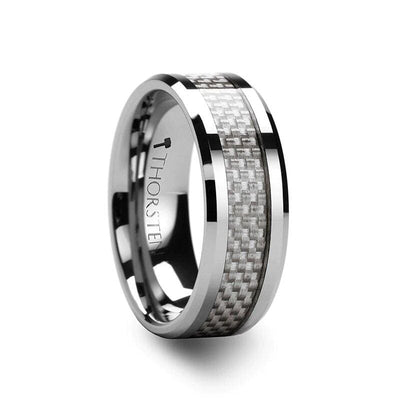 Oakley Tungsten Carbide Wedding Band Set With White Carbon Fiber - 4mm - 12mm