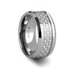 Oakley Tungsten Carbide Wedding Band Set With White Carbon Fiber - 4mm - 12mm