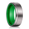 Oconto Gunmetal Flat Grooved Tungsten Ring with Acid Green Inner - 6mm - 8mm