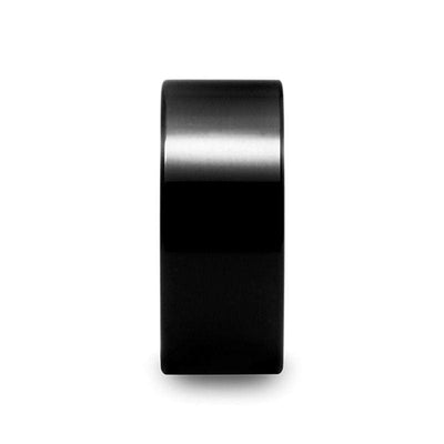 OZARK Black Pipe Cut Highly Polished Men’s Extra Wide Tungsten Ring - 10mm