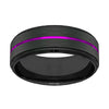 PALLAS Men’s Black Tungsten Wedding Band with Thin Purple Grooved Center 8mm