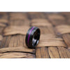 PALLAS Men’s Black Tungsten Wedding Band with Thin Purple Grooved Center 8mm