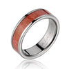 PELLO Titanium Wedding Band with Genuine Pink Wood Inlay - 6mm