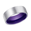 Pierre Flat Men’s Tungsten Carbide Wedding Ring with Purple Interior - 8mm