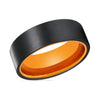 PROVO Flat Black Tungsten Carbide Ring Brushed Finish Orange Inside 6mm & 8mm