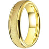 Raton Beveled Yellow Gold Inlaid Tungsten Ring Domed Sandblasted Finish - 8mm