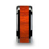 Real Padauk Wood Inlaid Black Ceramic Wedding Band With Polished Bevels 6mm-10mm