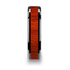 Real Padauk Wood Inlaid Black Ceramic Wedding Band With Polished Bevels 6mm-10mm