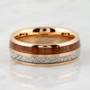 Rose Gold Inlaid Tungsten Ring with Genuine Koa Wood and Meteorite 6mm & 8mm