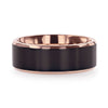 Rose Gold Plated Black Titanium Flat Brushed Center Men’s Wedding Ring - 8mm