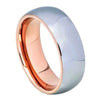 Round Tungsten Wedding Ring With High Polished Center & Rose Gold IP Inside - 8mm