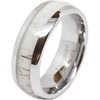 Saginaw Men’s Domed Tungsten Carbide Ring Elk Deer Antler Inlaid Center - 8mm