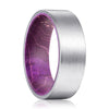 Seattle Men’s Flat Tungsten Carbide Wedding Band with Purple Wood Sleeve - 8mm