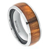 Solid Titanium Wedding Ring High Polished Domed with Genuine Santos Rosewood Inlay - 8mm