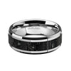 Theo Men’s Domed Tungsten Black & Grey Lava Rock Stone Wedding Band - 8mm