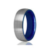 Tungsten Carbide Wedding Ring Comfort Fit Blue Round Domed Brushed - 2mm - 8mm