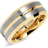 Tungsten Rings for Mens Two Tone Gold Wedding Bands Silver Matte Finish - 8mm