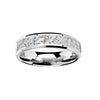 Tungsten Wedding Ring White Dinosaur Bone Inlay Beveled Polished Finish - 4mm & 8mm