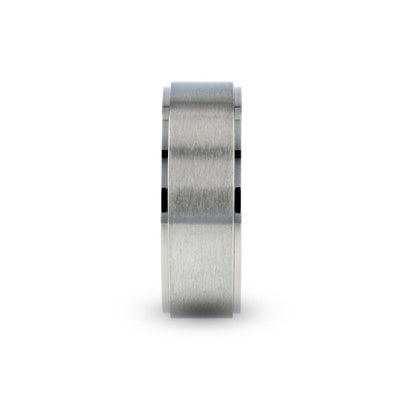 VIRDEN Brushed Men’s Titanium Wedding Ring Polished Step Edges - 6mm - 8mm