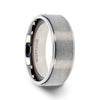 VIRDEN Brushed Men’s Titanium Wedding Ring Polished Step Edges - 6mm - 8mm