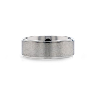 VIRDEN Brushed Men’s Titanium Wedding Ring Polished Step Edges - 6mm - 8mm