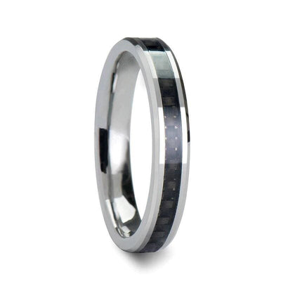 Wade Tungsten Carbide Wedding Band Set With Black Carbon Fiber Inlaid - 4mm - 12mm