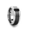 Wade Tungsten Carbide Wedding Band Set With Black Carbon Fiber Inlaid - 4mm - 12mm