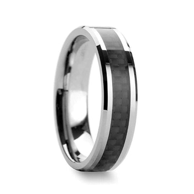 Wade Tungsten Carbide Wedding Band Set With Black Carbon Fiber Inlaid - 4mm - 12mm