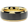 Whitman Yellow Gold Plated Beveled Tungsten Ring w/ Brushed Gunmetal- 8mm