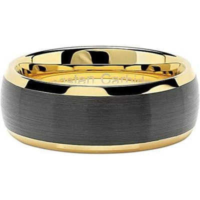 Whitman Yellow Gold Plated Beveled Tungsten Ring w/ Brushed Gunmetal- 8mm