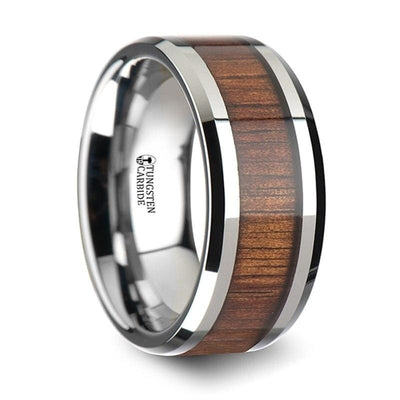 Xander Tungsten Carbide Wedding Band Set With Koa Wood Inlaid - 4mm - 12mm